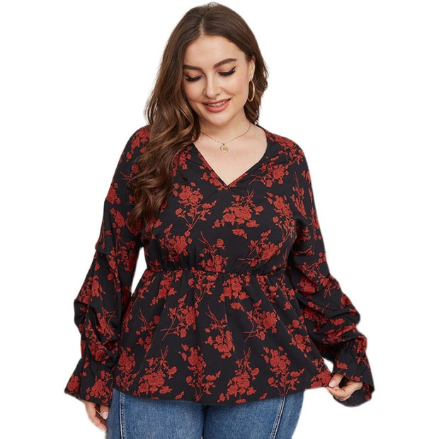 Fat Women Plussize Vneck Shirt Shirts Spring Top