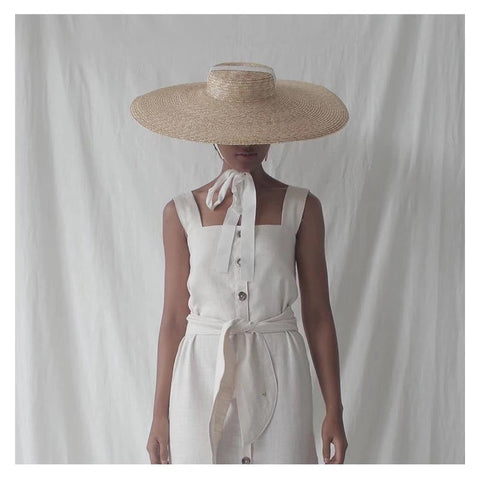 Simple And Fashionable Strappy Straw flat Top Straw Hat Sunshade Straw Straw Hat