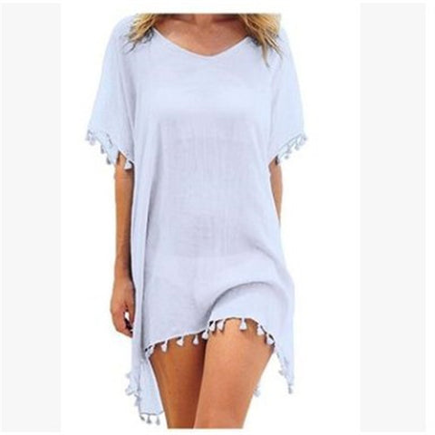 Women Blouses Loose Chiffon Dress Summer Beach Tunic Cover-Up Shirt