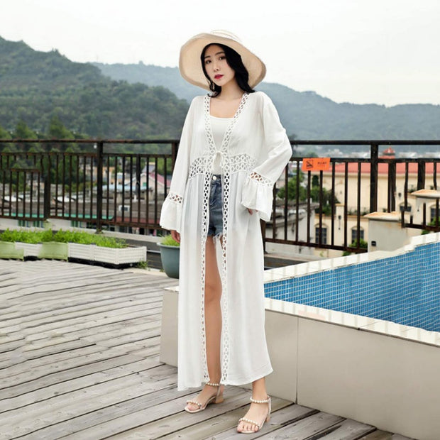 Crochet White Knitted Beach Cover up dress Tunic Long Pareos Bikinis Cover ups Swim Cover up Robe Plage Beachwear