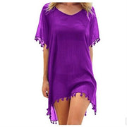 Women Blouses Loose Chiffon Dress Summer Beach Tunic Cover-Up Shirt