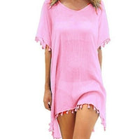 Women Blouses Loose Chiffon Dress Summer Beach Tunic Cover-Up Shirt