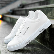 Men's Lace-Up Sneakers, Student Running Men's Shoes, Low-Top Breathable White Shoes