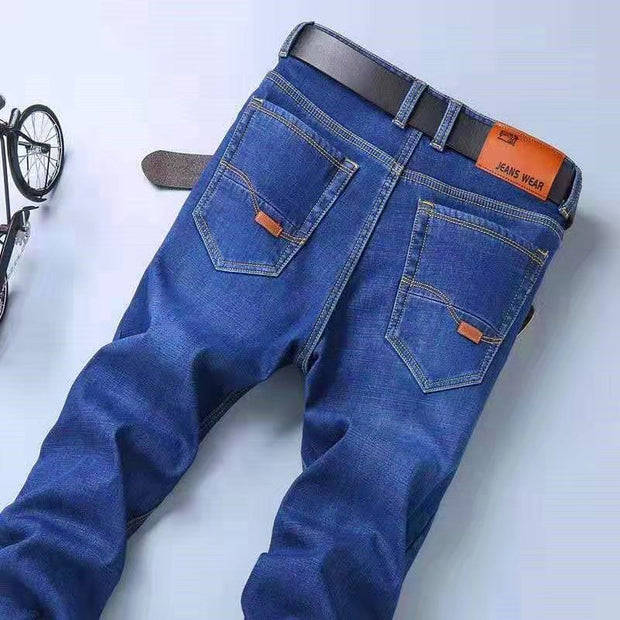 Summer Jeans Men Stretch Loose Ice Silk