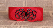 3 Women's Belts Elastic Belts Belts Rose Buckle Belts Tight Belts