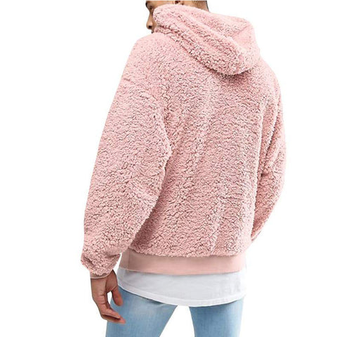 Autumn New Mens Warm Hoodie Fluffy Fleece Hooded Winter Sweatshirts Casual Long Sleeveless Sweatshirt Pullover Fashion