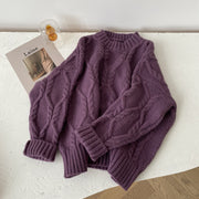 Retro Purple Soft Glutinous Twist Sweater Women for Autumn and Winter Wear