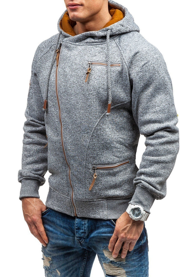 Casual diagonal zip sweatshirt