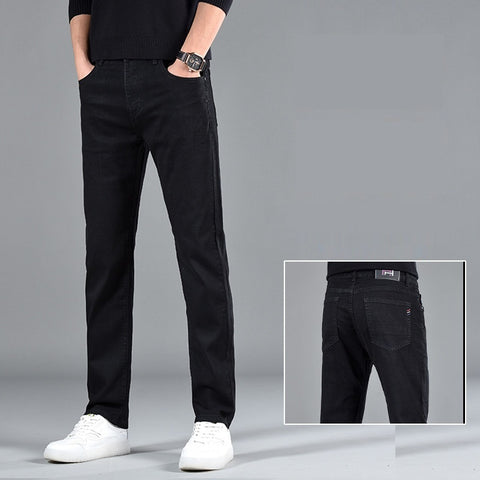 New Slim Fit Youth Casual Straight-leg Cotton Jeans Men