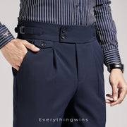 Men's Brown Pencil Pants Draping Business Casual High Waist Pants